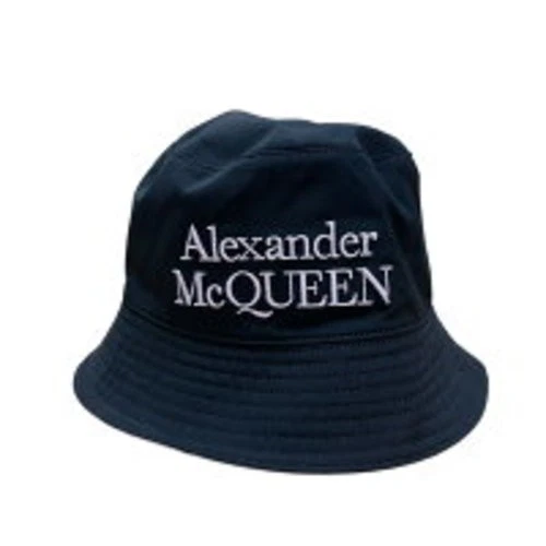 Alexander McQueen Logo Embroidered Bucket Hat Size:M Black