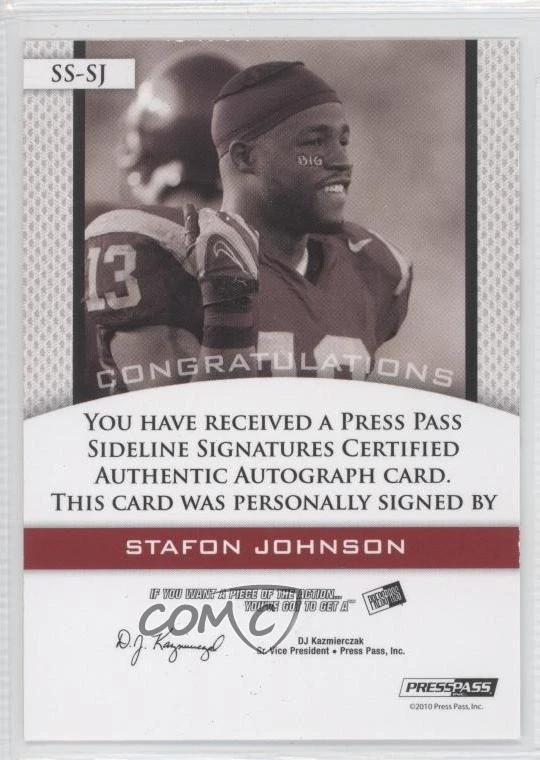 2010 Portrait Edition Sideline Signatures Ruby /150 Stafon Johnson #SS-SJ Auto - Image 2 of 2