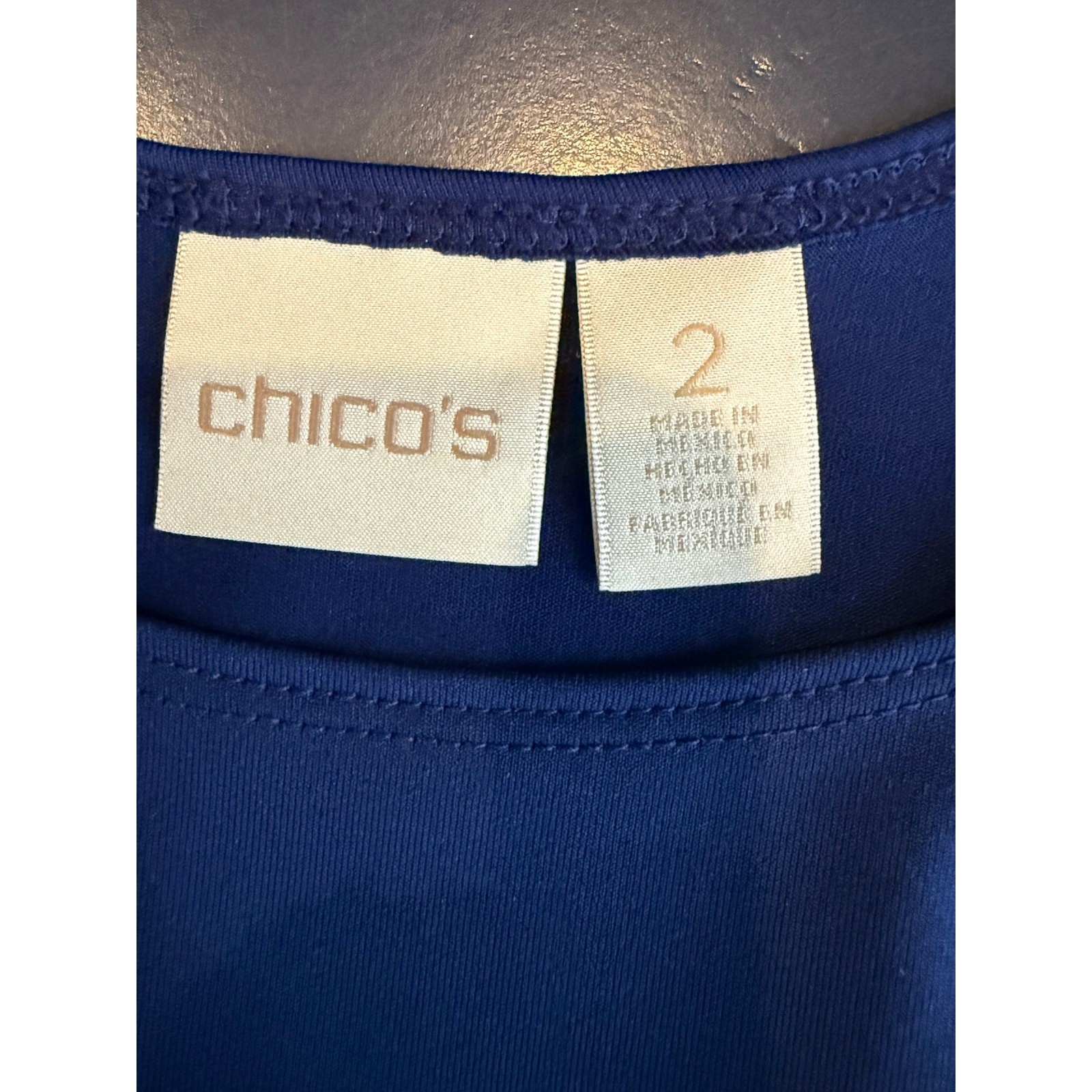 Chico’s Size 2 Navy Basic Stretch Tank Minimalist… - image 2