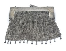 Antique German Silver Mesh Chainmail Lady  s Chatelain Coin Purse Art Deco