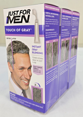 3 PACK - Just For Men T-45 - Touch of Gray - Hair Color - BLACK  with Applicator
