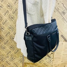 Authentic Burberry 2WAY Business Bag Briefcase Nova Plaid Nylon Black 30cm x 40c