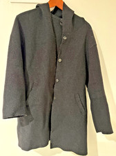 John Carlisle Women Small Black Virgin Wool Hooded Coat Jacket Made in USA
