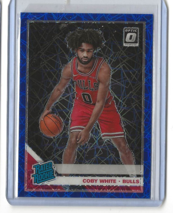 2019-20 Panini Rated Rookie Optic Blue Velocity Coby White RC #180