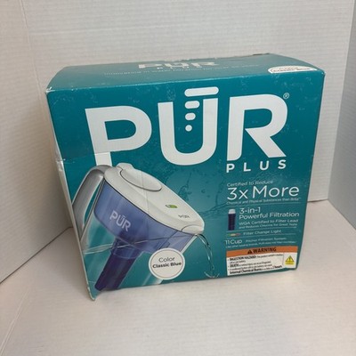 PUR Plus 11-Cup Water Filtration Pitcher  LED Light Filters Lead
