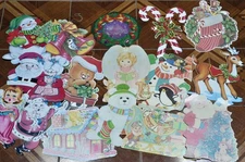 Lot 17 Vintage Beistle/Eureka/Colvin Large Christmas Die Cut Cutout Decorations
