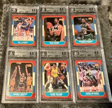 1986 Fleer Basketball BSG 8.5 graded slabs! - Lot of 9 ( List of players below )