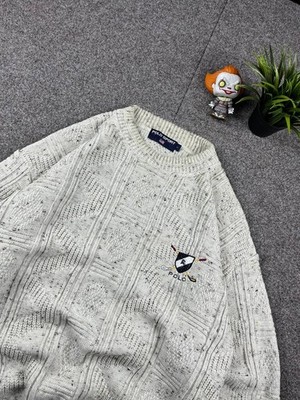 Vintage Polo Sport Ralph Lauren Strickpullover Creme Golf Logo 90er