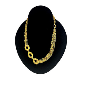 Authentic Artist Signed BARBARA BOZ Gold Plated Necklace Hammered Chain Links