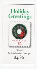 1998 32 cent Christmas Wreath complete booklet of 15 Scott #BK270, Mint NH