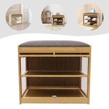Entryway Shoe Bench Shoe Rack Bench with Cushion Shoe Rack Bench 50cm Log Color