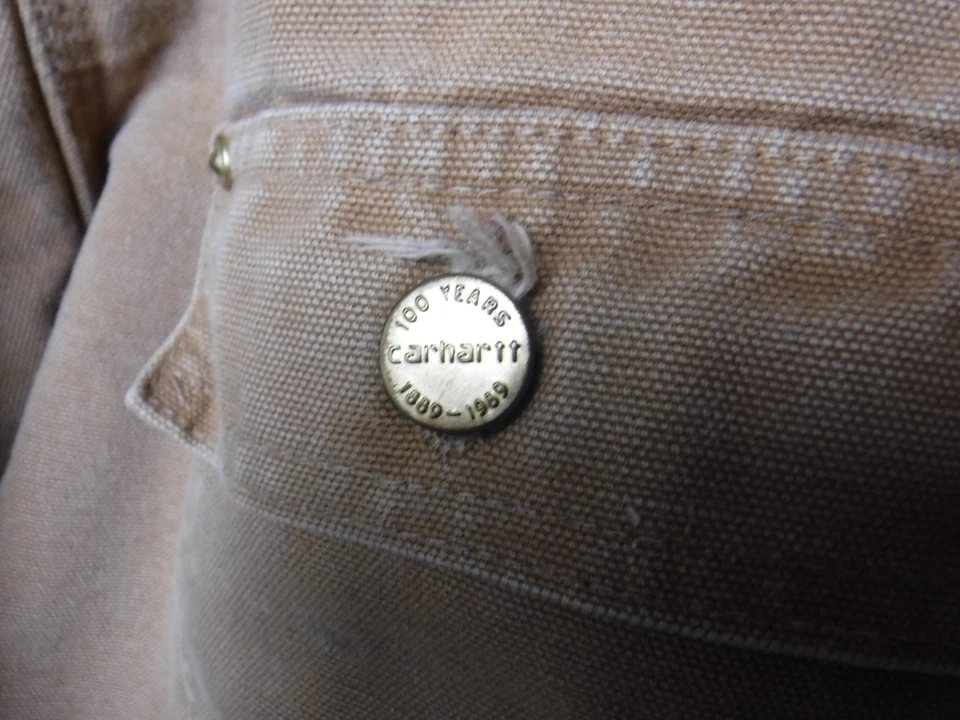 Casaco vintage Carhartt 1989 forrado com cobertor 100 anos feito nos EUA GG L@@K - Imagem 4 de 4