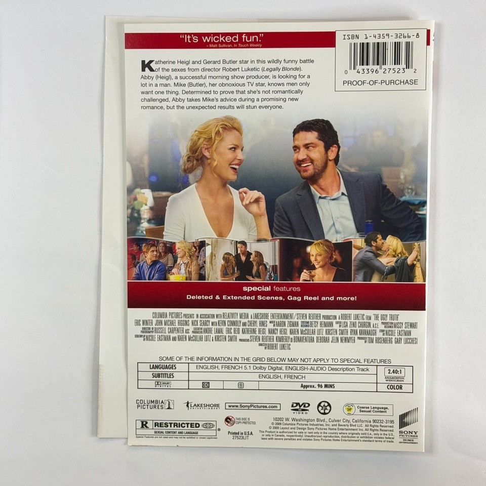 The Ugly Truth DVD 2009 Katherine Heigl Gerard Butler Robert Luketic ...