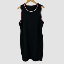 Forever 21 Plus Women Size 1X Dress Sleeveless Black Racer Stripe Stretch Ribbed