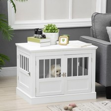 Dog Crate End Table with Triple Doors Wooden Dog Crate Furniture Indoor Use