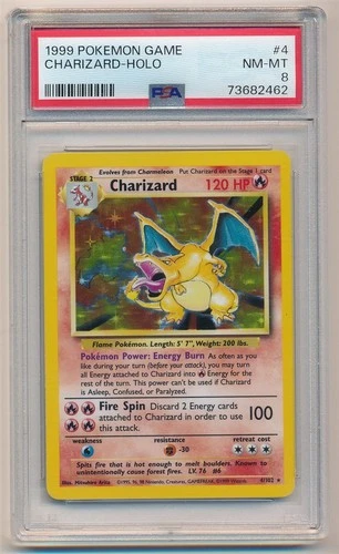1999 POKEMON GAME BASE SET HOLO CHARIZARD #4 PSA 8 NM-MT