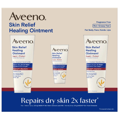Aveeno Skin Relief Healing Ointment Set   2x7.2oz + 1x2oz Skin Relief Moisturize