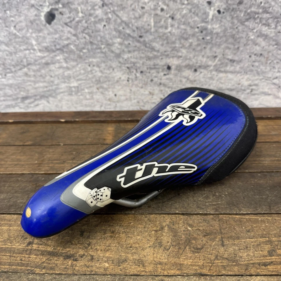 THE BMX Bike Saddle Seat Blue Black Velo Chromoly Rails Padded Race Freestyle - Image 2 of 4