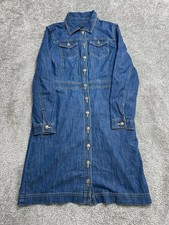 Talbots Shirt Dress 8 Blue Denim Cotton Delmar Wash Button Front Casual New