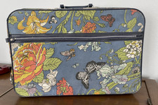 Vintage Retro Floral Butterflies 70's Travelware Bag Blue Canvas