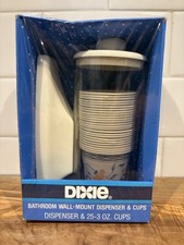 Vintage NOS Dixie Bathroom Wall Mount Cup Dispenser With Cups Prop 1988