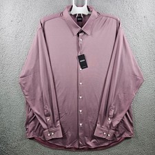  138 NEW Boss Hugo Boss Roan Kent Shirt Men XXL Button Stretch Long Sleeve Red