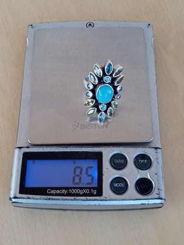 Nicky Butler Handmade Turquoise Peridot Blue Topaz Moonstone Sterling Ring 7 - Picture 11 of 19