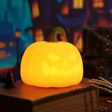 Pumpkin Night Light for Kids, Cute Halloween Pumpkin Lights Rechargeable with Ti