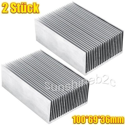 2 Stk Silber Aluminium Hitze Kühlkörper Sinken Kühlung Fin Kühler 100*69*36mm