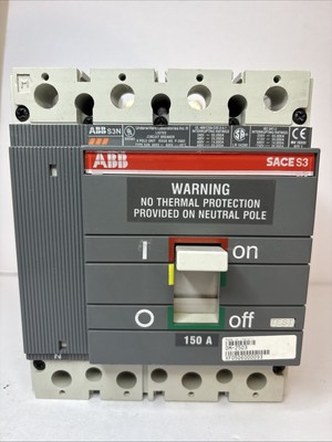 ABB SACE S3N 150A 4-Pole Breaker w/ Neutral Switch & Aux | 600V MCCB Type S3N