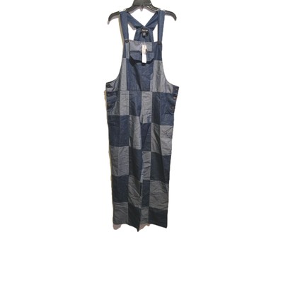 Step In Style Women's One Size Denim Patchwork Boho Hippie Overalls Pants New