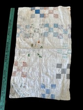 Vintage Doll Quilt Postage Stamp Nine Patch Patchwork 14 x 23 Primitive Small