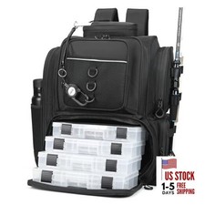 Fishing Backpack,Tackle Bag ,with Tackle Boxes. Large Fishing 42L dark gray