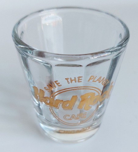 Hard Rock Cafe Chicago Schnapsglas "Save The Planet" Gold Logo Sammlerstück - Bild 2 von 3