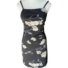 City Triangles Vtg Black Floral Mini Dress Sleeveless Cocktail Party Womens S