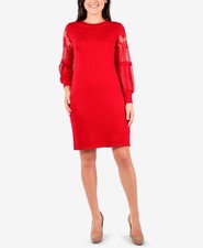 Ny Collection Womens Lace Sleeve Dress Size L