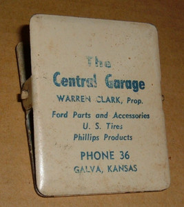 Vintage Central Garage,  Galva Kansas, Ford Parts, Phillips Product Reciept Clip