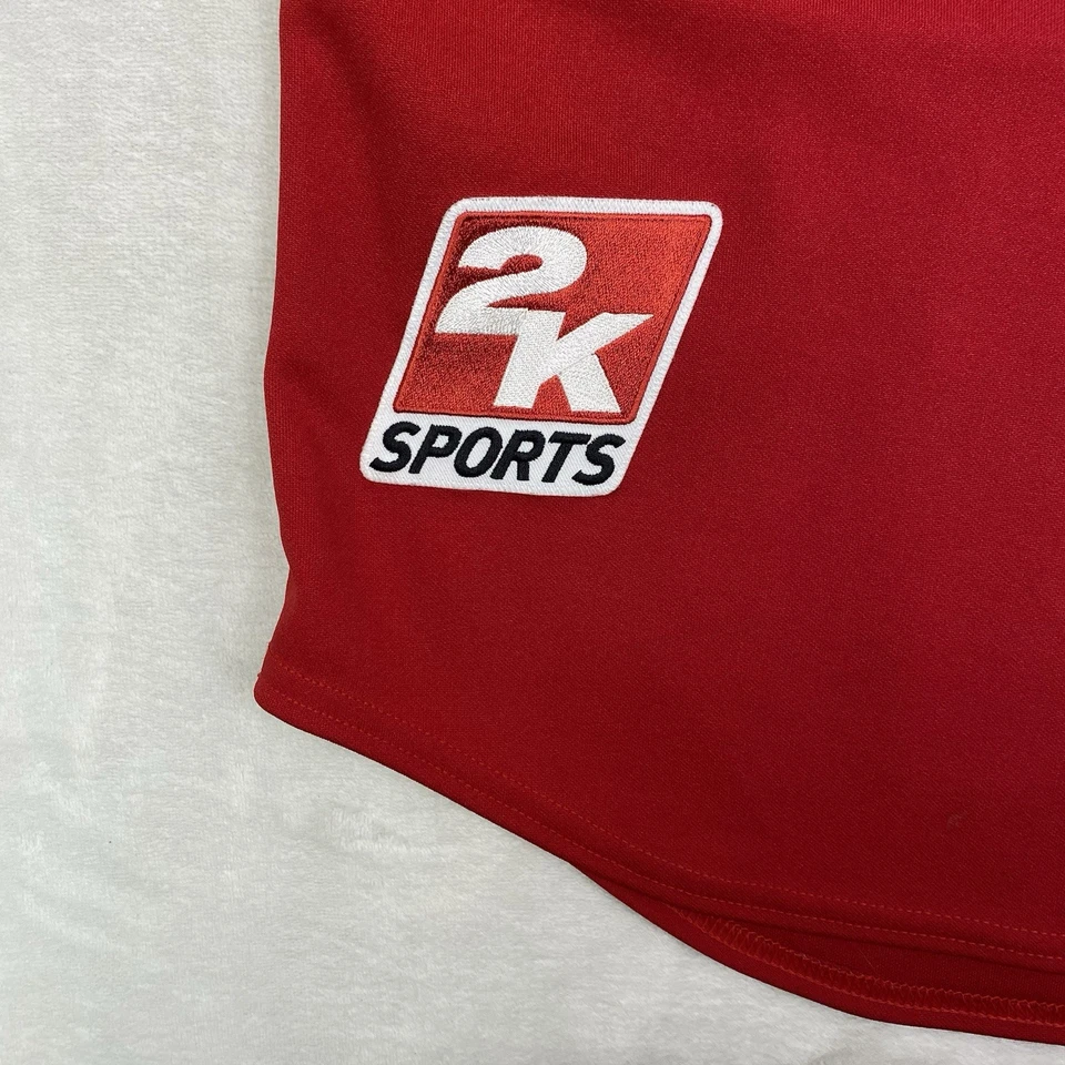 Camiseta deportiva Majestic 2K 2005 promoción para hombre L roja botón de béisbol ropa de juego delantera Foto 4 de 4