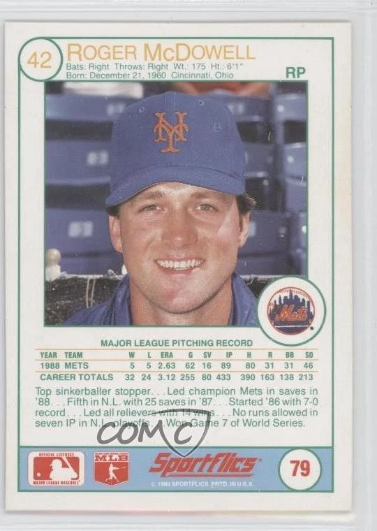 1989 Sportflics Roger McDowell #79 - Image 2 of 2