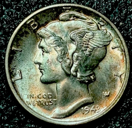 1943-D Mercury Dime, Full Split Bands, Solid Gem BU++ FSB
