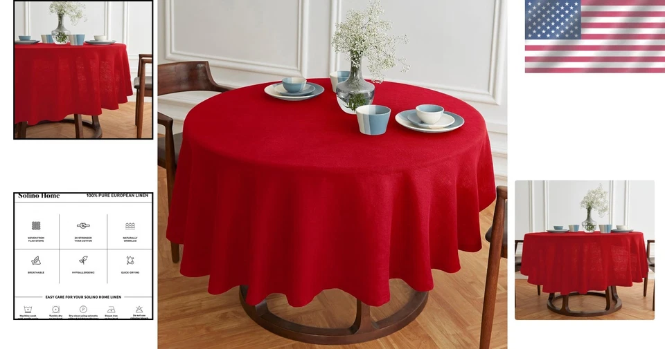 Europäische Flachs Leinen rote Tischdecke - saisonale Raffinesse - Bild 2 von 4