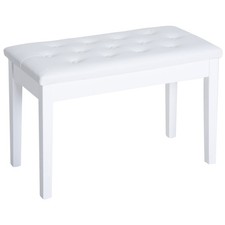 29  Wooden Duet Piano Bench with Storage Faux Leather Padded Cushion Seat Stool