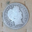 Old World Coin Lot US 90% Silver Barber Dime 1911-D G KM#113 0.0723 Oz ASW