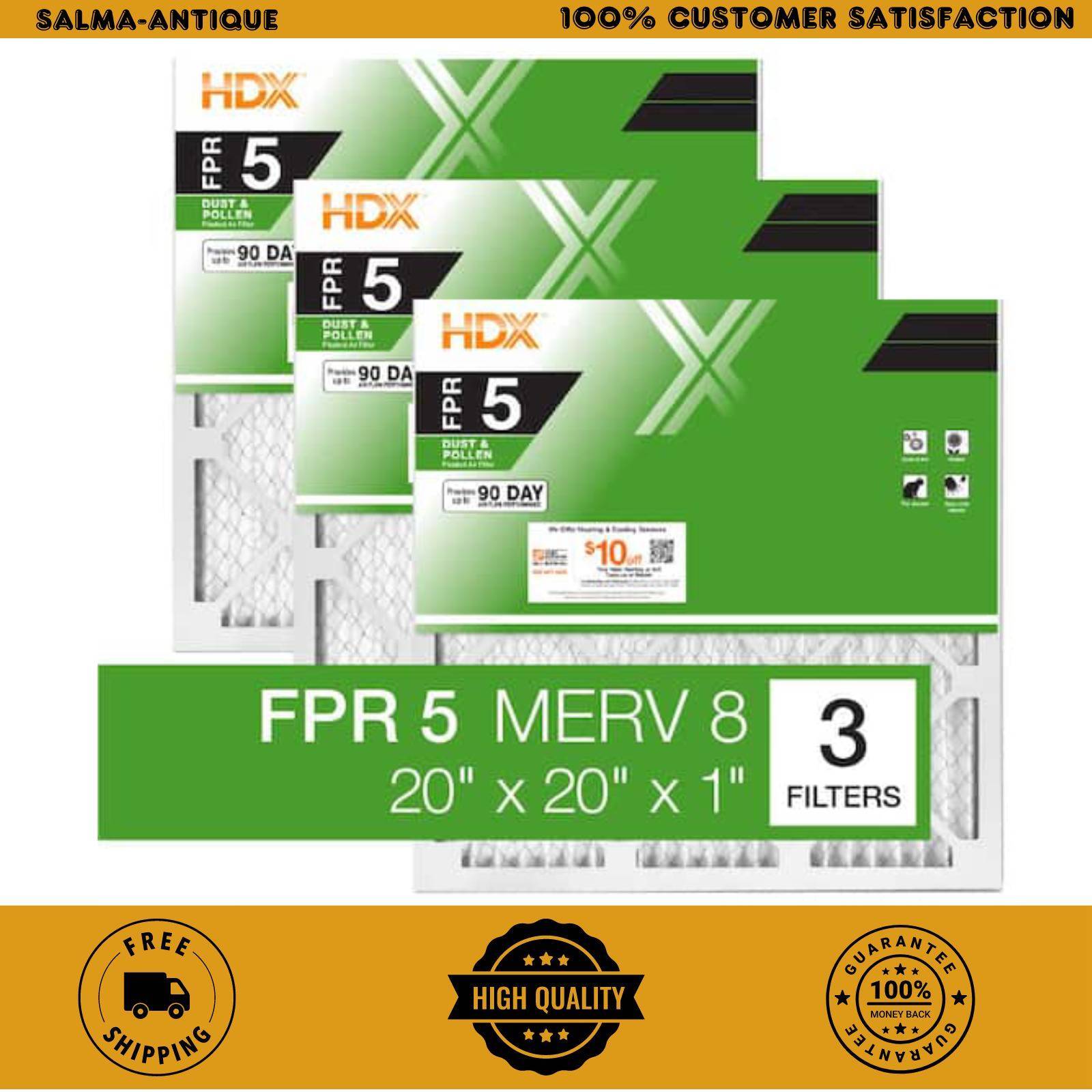 20X20X1 Pleated Air Filters Replacement For Furnace. MERV 8 AC HVAC FPR 5 3-Pack