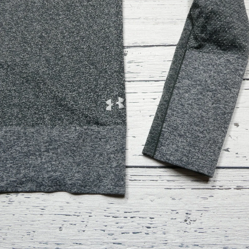 Top Under Armour Threadborne para mujer pequeño gris manga larga capucha cuello ajustado Foto 2 de 4