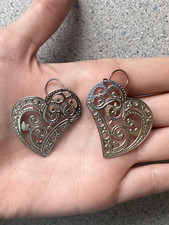 Beautiful Heart Shape Stainless Steel Earrings with Swirl and Heart Designs
