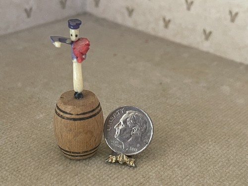 Vintage Miniature RAGTIME BAND Musician on Wooden Barrels 1940's - Picture 3 of 3