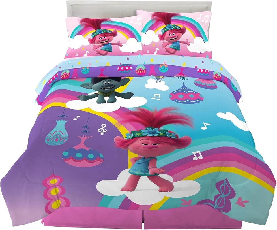 Trolls World Tour 5-Piece Full Size Bed Set - Super Soft Microfiber Comforter - Image 3 of 4