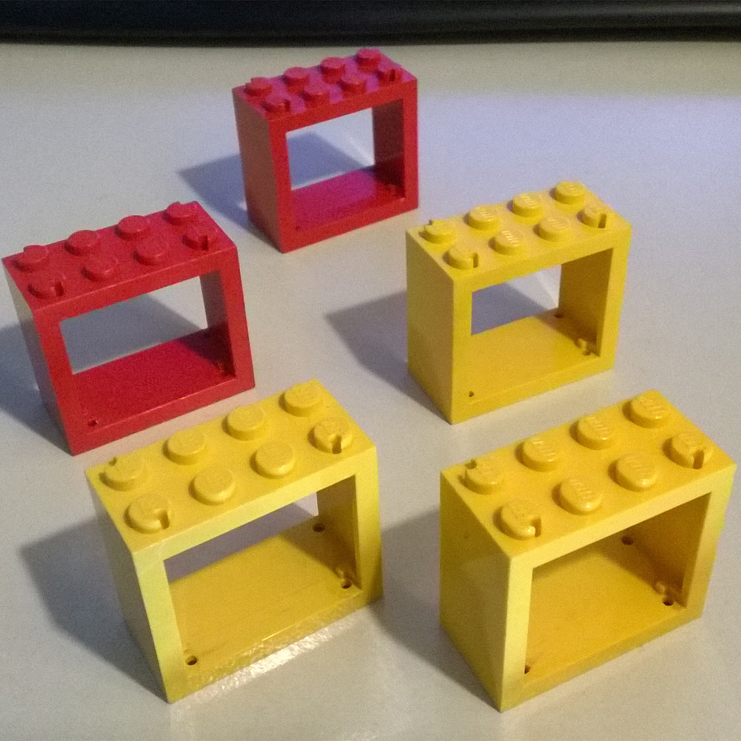 5x LEGO 4132 Window 2x4x3 Frame Yellow Red 1083 1707 5582 1705 347 5482 340 366