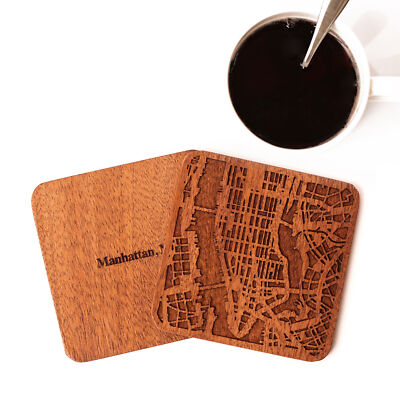 Wooden Map coasters United States east city map craft Free combination handmade